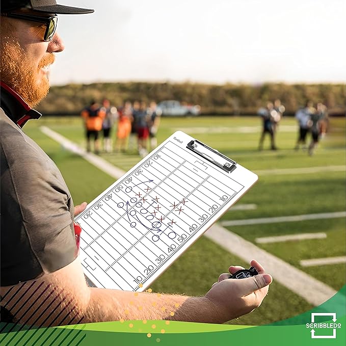 SCRIBBLEDO Football Dry Erase Board for Coaches 15x9 Double Sided Football Whiteboard Coaching Clipboard Equipment Football Accessories The Perfect Coach Gifts