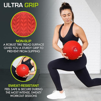 ProsourceFit Slam Medicine Balls 5, 10, 15, 20, 25, 30, 50lbs Smooth and Tread Textured Grip Dead Weight Balls for Strength and Conditioning Exercises, Cardio and Core Workouts