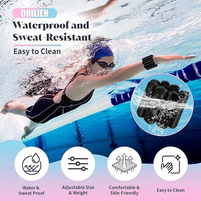 Wrist & Ankle Weights for Women Men, Adjustable Wrist Weighted Bracelet for Home Gym Workout, Walking, Running, Travel, Pilate, Yoga, Exercise,Strength Training. Set of 2 (1Lb Each)