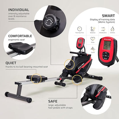 Rowing Machines for Home - Rowing Machine Foldable, Home Gym Equipment - Designed in Germany - Magnetic Rower Machine max. 331 lb Weight Capacity SportPlus