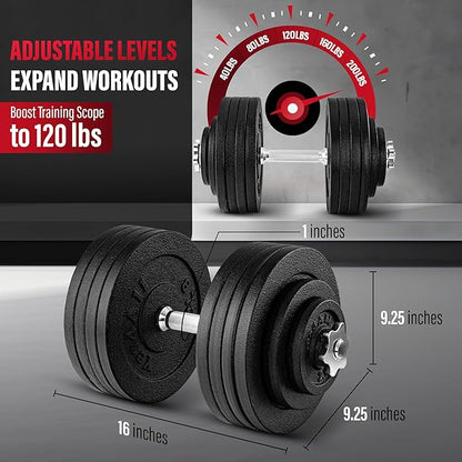 Yes4All Adjustable Dumbbell Set with Weight Plates, Star Lock Collars/Connector, 40lbs to 200lbs Adjustable Weight Plates Set