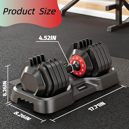 55LB Dumbbell, Adjustable Dumbbell Set, Free Dumbbell with Weights Change, Black Dumbbell with Secure Lock Slots, Adjustable Dumbbell for Men and Women for Home Gym, Black