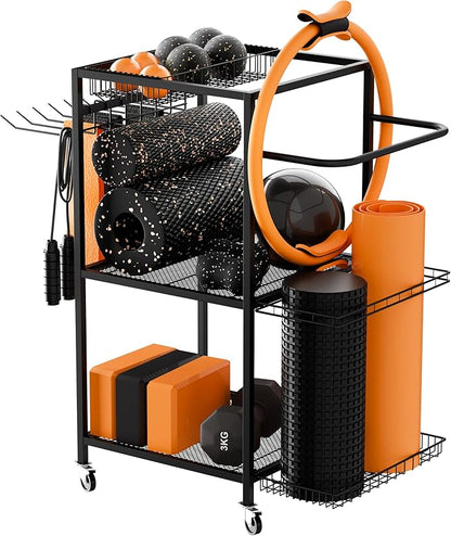 Home Gym Workout Equipment Storage system - Ideal for Exercise Equipment, Fitness Accessories, Yoga weights set, Sports Workout Equipment for Women, Men and Seniors - Perfect for home workouts