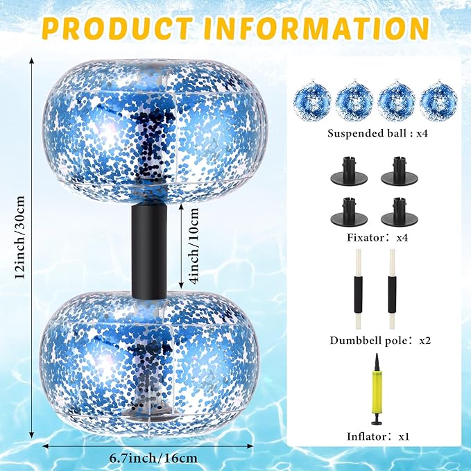 1 Pair Inflatable Aquatic Dumbbell Water Weight Pool