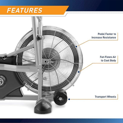 Marcy Air-Resistance Exercise Fan Bike With Dual Acction Handlebars