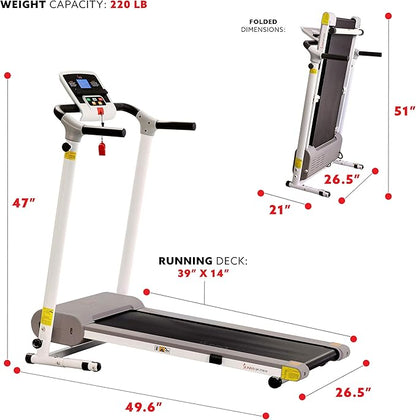 Sunny Health & Fitness Smart Foldable Exercise Running Walking Treadmill, Easy Assembly, LCD Performance Monitor, Device Holder, Optional SunnyFit® App Enhanced Connectivity