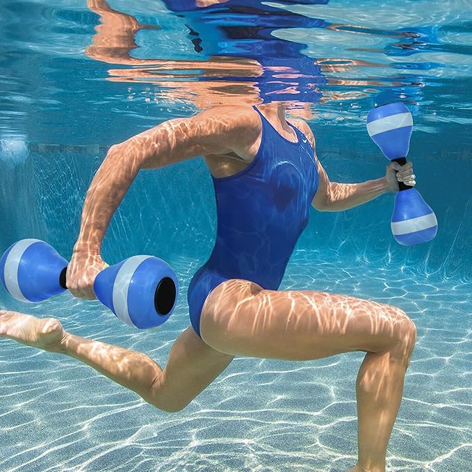 VIDELLY 2 Pieces Water Dumbbells Aquatic Exercise Dumbbells Pool Fitness Water Aerobic Exercise Foam Dumbbells Pool Resistance Sports EVA Foam Dumbbell Set Water Fitness Equipment for Weight Loss