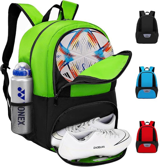 Soccer Bag&Soccer Backpack&Backpack for Football Volleyball Basketball,Sport Equipment Bags with Shoe compartment. (Green)