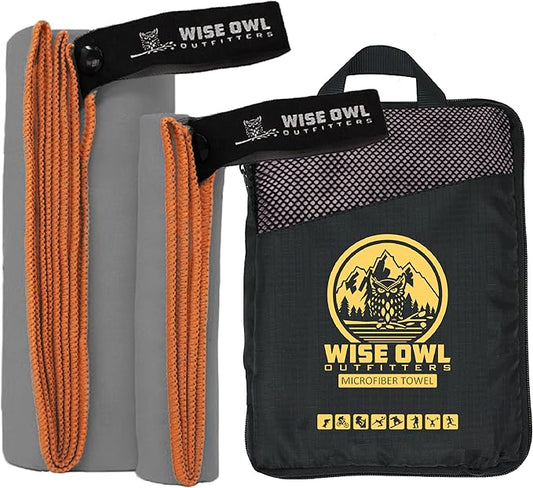 Wise Owl Outfitters Camping Towel - Camping Accessories, Quick Dry Microfiber Towel for Travel, Hiking, Yoga, Workout, and Backpacking