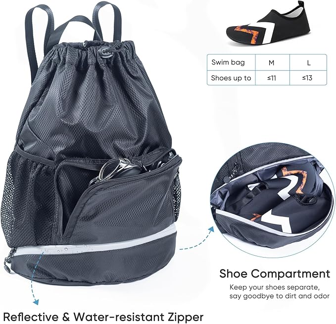 Swim Bag Beach Backpack Sports Drawstring Backpack - Gym Bag - Kids Swim Backpack Mens Beach Bag, Workout Bag