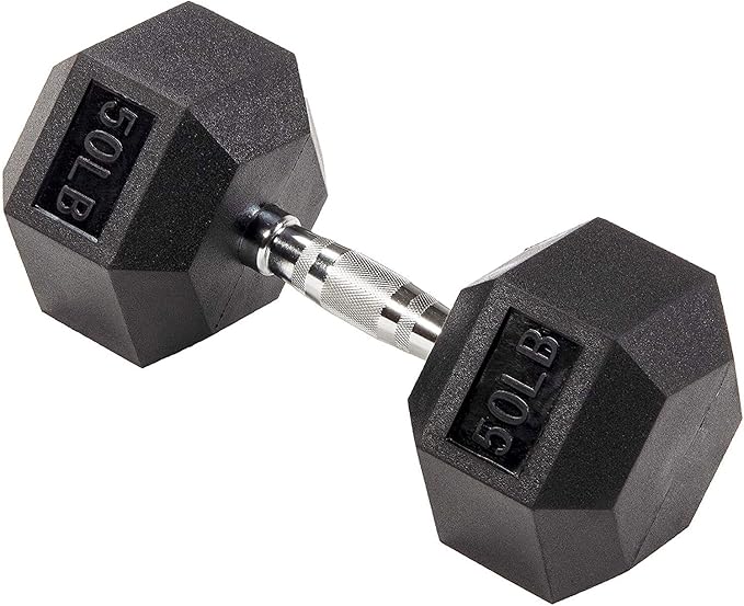 BalanceFrom Rubber Encased Hex Dumbbell in Pairs, Singles or Set