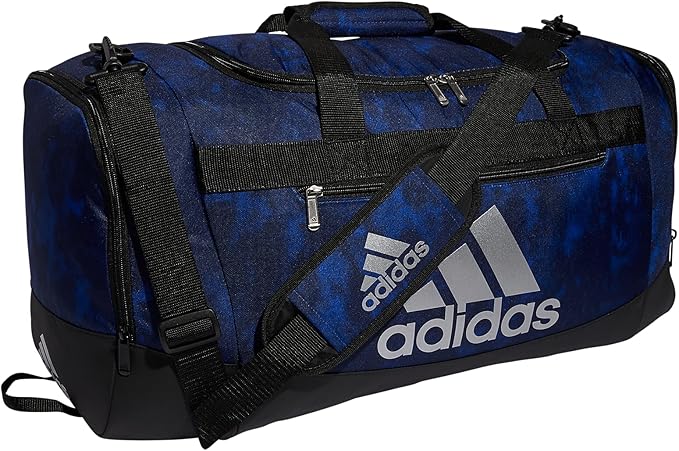 adidas Defender 4 Medium Duffel Bag, Stone Wash Team Royal Blue/Black/Silver Metallic, One Size