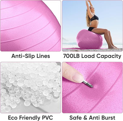 APEXUP Yoga Ball Exercise Ball, Pilates Ball, Anti Slip Stability Ball, Heavy Duty Gym Ball for Fitness, Balance, Core Workout, Physical Therapy