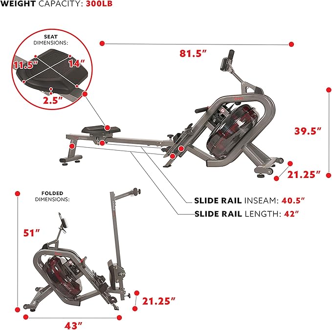 Sunny Health & Fitness Elite Water Rowing Machine