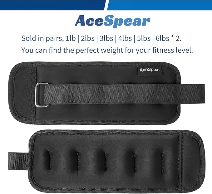 AceSpear Ankle Weights for Men Women Wrist Weights 2 * 1lb 2lbs 3lbs 4lbs 5lbs 6lbs Leg Weights Sandbags Kids Arm Hand Weights for Fitness Walking Running Gym