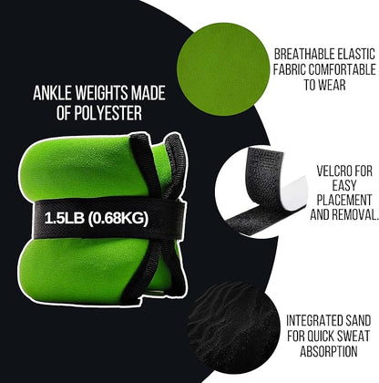 Set of 2 Ankle Weights 1.5/2/2.5 LB Arm Training Exercise, Ankle Wraps, Warm Up, Wrist Support for Exercise, Pilates Accessories, Gym Accessories