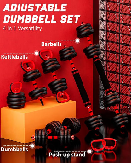 4-in-1 Adjustable Weight Dumbbell Set - Premium Home