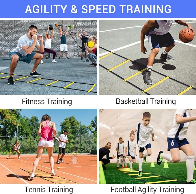 Ohuhu Agility Ladder Speed Training Set 12 Rung 20ft Exercise