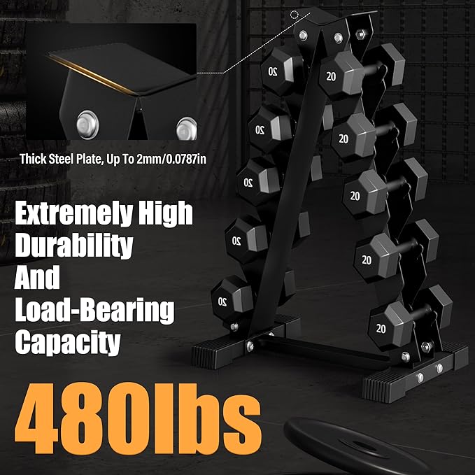 Barbell A-Frame Dumbbell Weight Rack, Dumbbell Rack Stand Only, Weight Rack for Dumbbells 5 Tier with 500 LB Weight Capacity, Home Gym Storage Solution