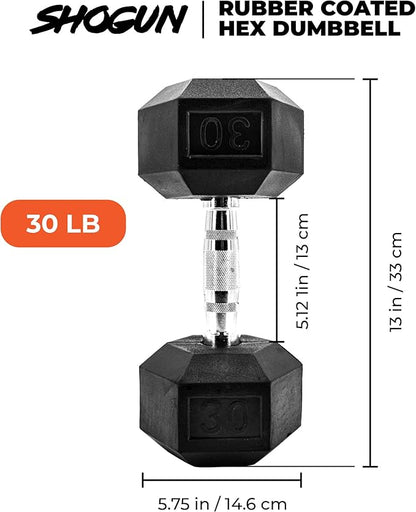 Shogun Hex Dumbbells. Available Hex Dumbbells from 5-55 LBS For Home Workouts, Weight & Strength Training. 5 to 20 LB Hex Dumbbells Sold in Pairs. 25 to 55 LB Hex Dumbbells Sold as Single.