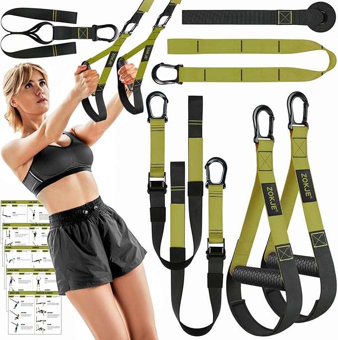 Home Resistance Training Kit, Bodyweight Resistance Straps for Full-Body Workout, 2 Adjustable Workout Straps with Handles, Door Anchor, Supports Up to 500Lbs, All-in-ONE Home Gym Equipment