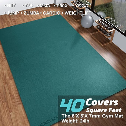 Large Exercise Mat 8'x5'|12'x6' Workout Mat for Home Gym Mats Exercise Heavy Duty Gym Flooring Fitness Mat Large Yoga Mat Cardio Mat for Weightlifting, Jump Rope, MMA, Stretch, Plyo, HIIT, Shoe-Friendly