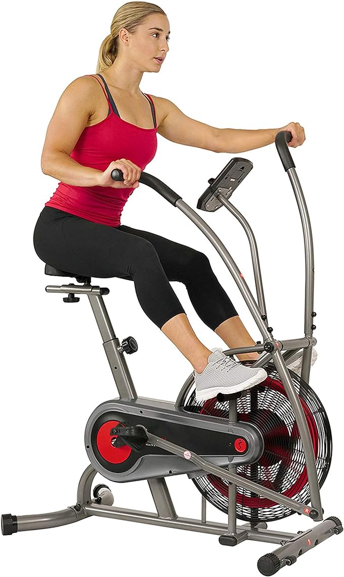 Sunny Health & Fitness Motion Air Bike, Fan Exercise Bike with Unlimited Resistance and Tablet Holder - SF-B2916,Black