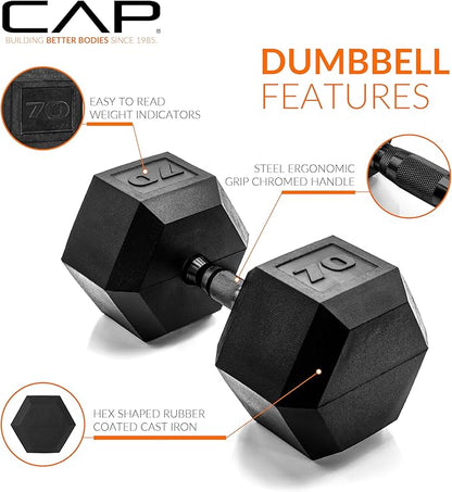 CAP Barbell Coated Hex Dumbbell Weight