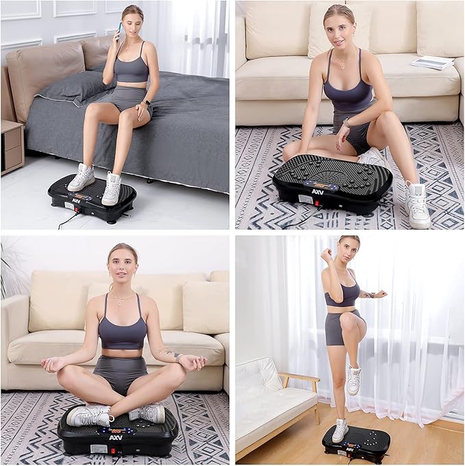 Vibration Plate Fitness Platform Exercise Machine Vibrating Shaking Full Body Shaker Workout Power Waver Vibrate Stand Shake Board Sport Gym for Weight Loss Fat Burner for Women Men