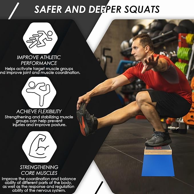 Squat Block Athletic Balance Trainer for Stretching, Fitness, and Physical Therapy, Improve Balance, Stability, and Athletic Performance, Home Gym and Personal Training Equipment