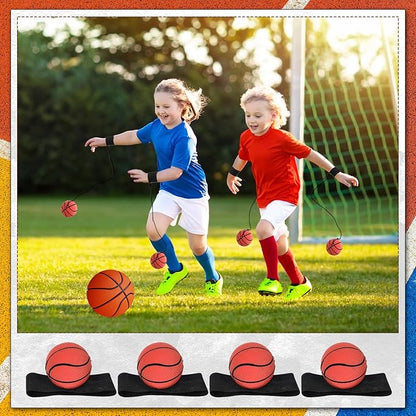 Jerify 30 Pcs Wrist Return Ball on a String Baseball Basketball Soccer Tennis Party Favor Sports Return Wrist Practice Ball on Elastic Cord Rubber Rebound Wristband Ball for Adults