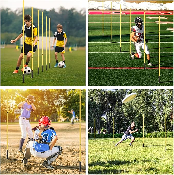 Soccer Agility Training Equipment: 6 Soccer Agility Poles 20ft Agility 10 Soccer 1 Jump