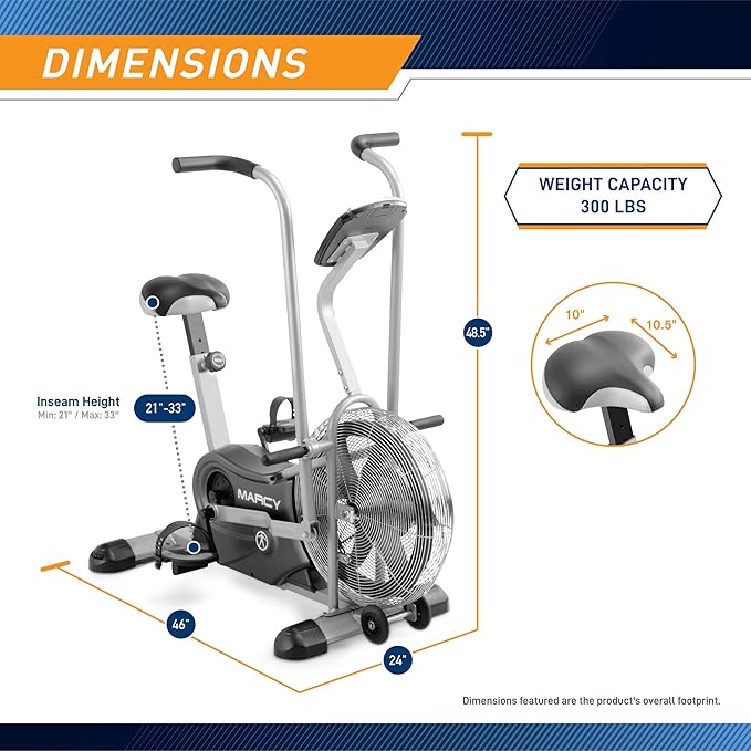 Marcy Air-Resistance Exercise Fan Bike With Dual Acction Handlebars