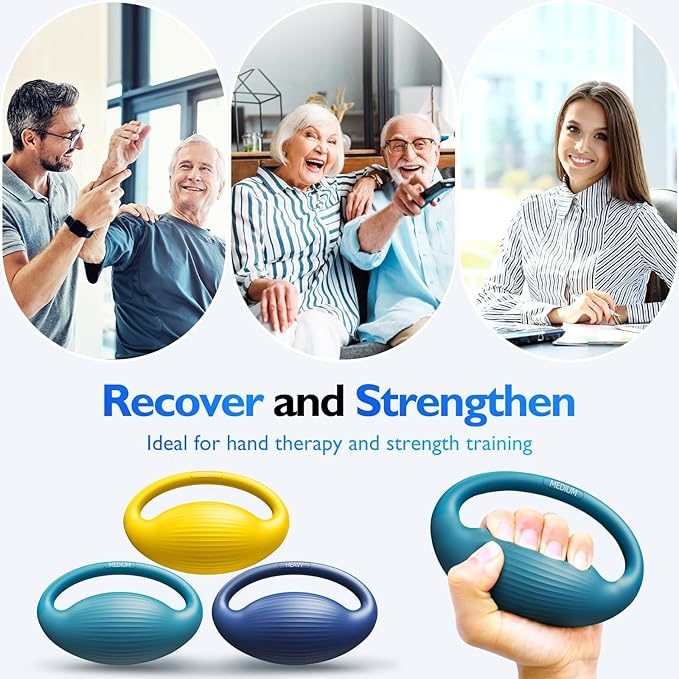 FitBeast Hand Exercise Balls - 3 Resistance Levels Stress Balls for Adults, Squeeze Balls for Hand Therapy, Rehabilitation, Arthritis, Muscle Building, Ideal for Seniors, Athletes, Musicians