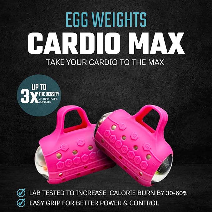 Egg Weights Cardio Max 3.0 lbs. Stainless Steel Hand Weights Dumbbell Set with Anti-Slip Silicone Finger Loop for Workout, Fitness, Training for Men and Women - 2 Eggs, 1.5 lbs each + Free E-Book Workout Guide