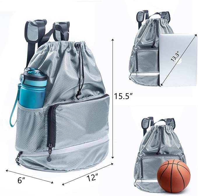 Swim Bag Beach Backpack Sports Drawstring Backpack - Gym Bag - Kids Swim Backpack Mens Beach Bag, Workout Bag