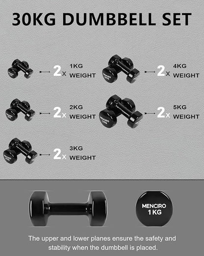 MENCIRO Dumbbells Set of 2 for Home Gym, 1KG - 5KG Hand Weight Set for Exercise and Fitness