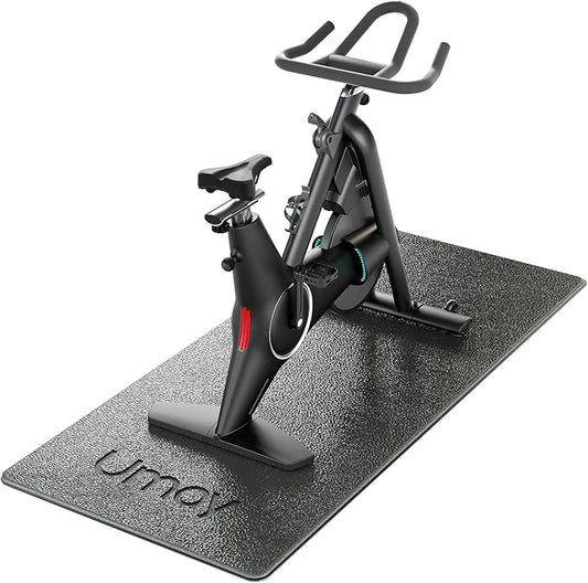 UMAY Fitness Workout Mat for Pelton Bike Treadmill Walking Pad Elliptical, 5mm Thick, Under Exercise Mat for Hardwood Carpet Floors Protector, Gym Equipment Flooring Mat Sound Absorbing for Home Gym