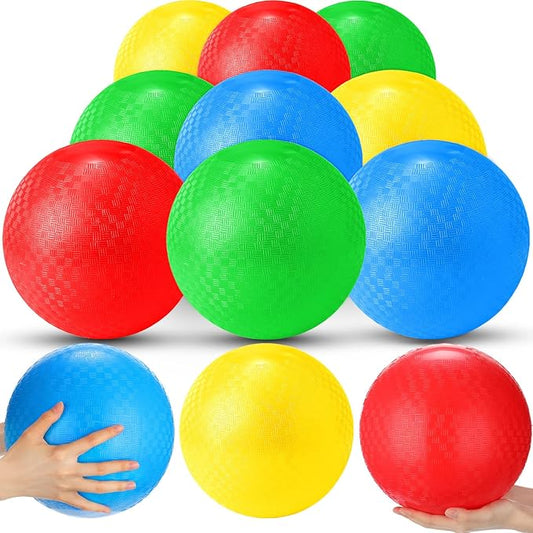 Jerify 12 Pcs Playground Balls 10 Inches Bouncy Dodge Ball Inflatable Kick Balls Kickball Dodgeball Handball for Kids Adults Indoor Outdoor 4 Quare Ball Games Gym Picnic, Camp Yoga Exercise