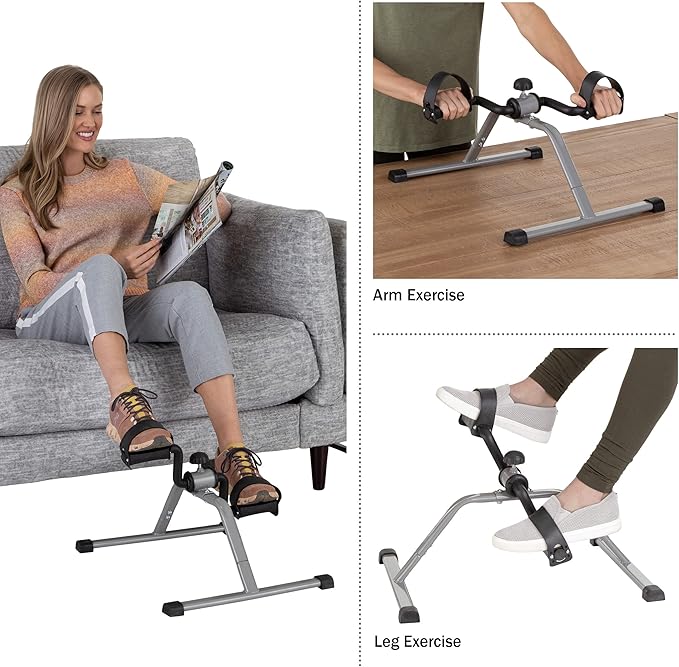 Portable Under Desk Stationary Fitness Machine Collection - Indoor Exercise Pedal Machine Bike for Arms, Legs, Physical Therapy or Calorie Burn by Wakeman Fitness