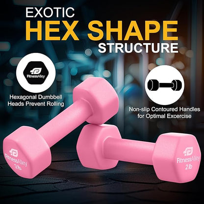 Neoprene Coated Workout Dumbbells set of 2 – Anti Roll, Non Slip with Smooth Grip Fitness & Exercise Dumbbells – Hexagon Shaped Hand Weights for Women & Men – Best Choice for Gyms & home use