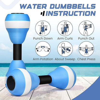 VIDELLY 2 Pieces Water Dumbbells Aquatic Exercise Dumbbells Pool Fitness Water Aerobic Exercise Foam Dumbbells Pool Resistance Sports EVA Foam Dumbbell Set Water Fitness Equipment for Weight Loss