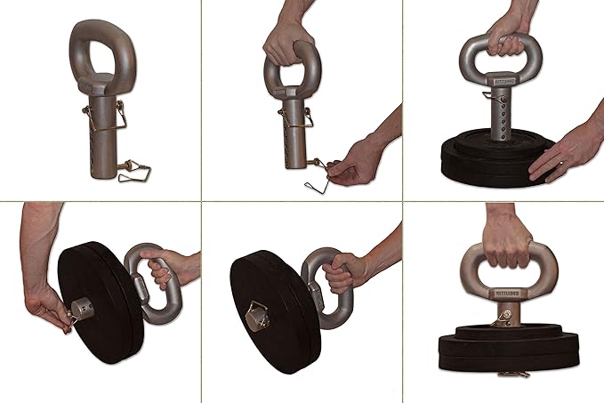 Adjustable Plate Loadable Kettlebell Handle - Uses Common Weight Plates for Home Gym and Portable Workouts (5-100 pounds)