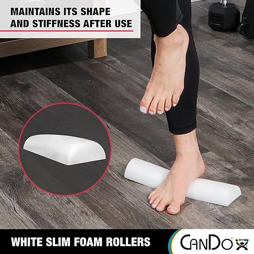 CanDo Slim White PE Foam Rollers for Exercise, Fitness, Muscle Restoration, Massage Therapy, Sport Recovery and Physical Therapy for Home, Clinics, Professional Therapy 3" x 36" Half-Round