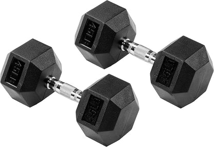 Signature Fitness Premium Rubber Encased Hex Dumbbell, Pairs