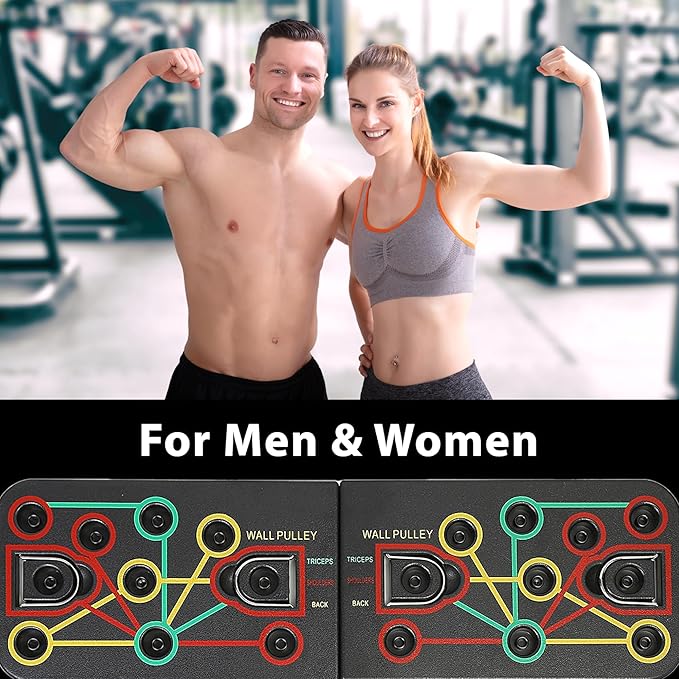 23-in-1 Multifunction Detachable Push Up Board with Resistance Bands, Portable Pushup Board for Men, Muscle Max Pushup Board with Handles