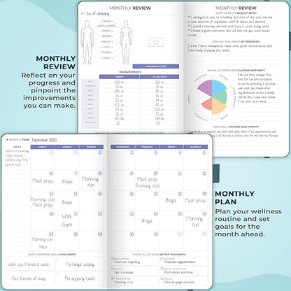 Clever Fox Fitness & Food Journal – Nutrition & Workout Planner for Women & Men – Diet & Gym Exercise Log Book with Calendars, Diet & Training Trackers - Undated, A5 Size, Hardcover (Dark Teal)