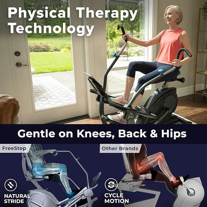 FreeStep LT1 Recumbent Cross Trainer Stepper - Zero-Impact Exercise w/Pateneted Physical Therapy Stride Technology, Whisper-Quiet, Multi-Position Arms, Free App w/Trainer-Led Workouts