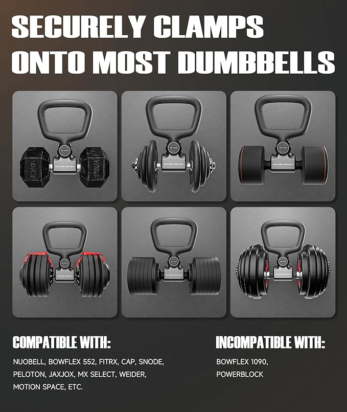 Flexibell Dumbbell Converter - 260 LBS Weight Capacity 丨Convert Dumbbells to Barbell and Kettlebell by Alloy Steel Bar & Clamp, Enhanced Compatibility with Most Dumbbells for Home Fitness