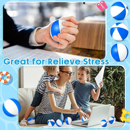 Hungdao 50 Pcs Beach Stress Balls 2.5 Inch Mini Beach Ball Stress Ball Relief Stress Ball Swimming Pool Game Toy Foam Sports Ball with Storage Bag for School Carnival Reward Birthday Party